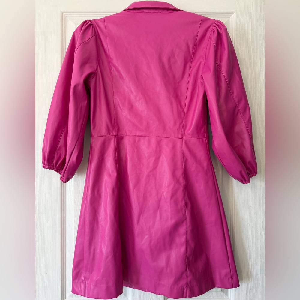 Karlie Faux Leather Dress Faux pink size S puffy sleeves - Picture 5 of 12